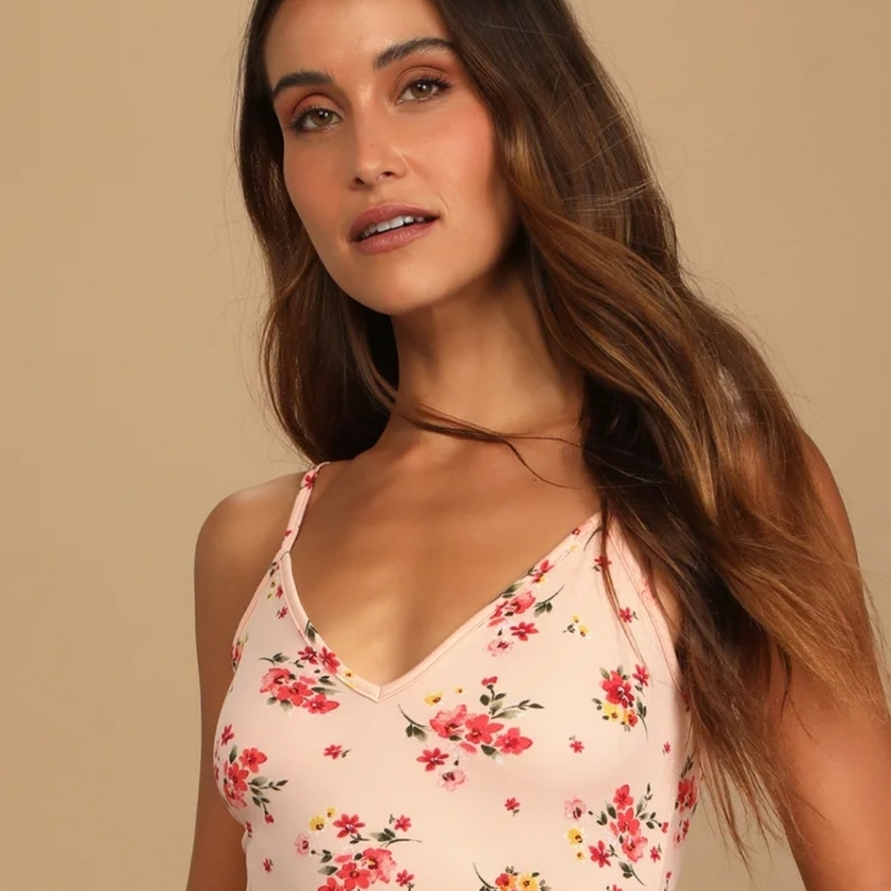 Lulu's Pink Floral Body Suit